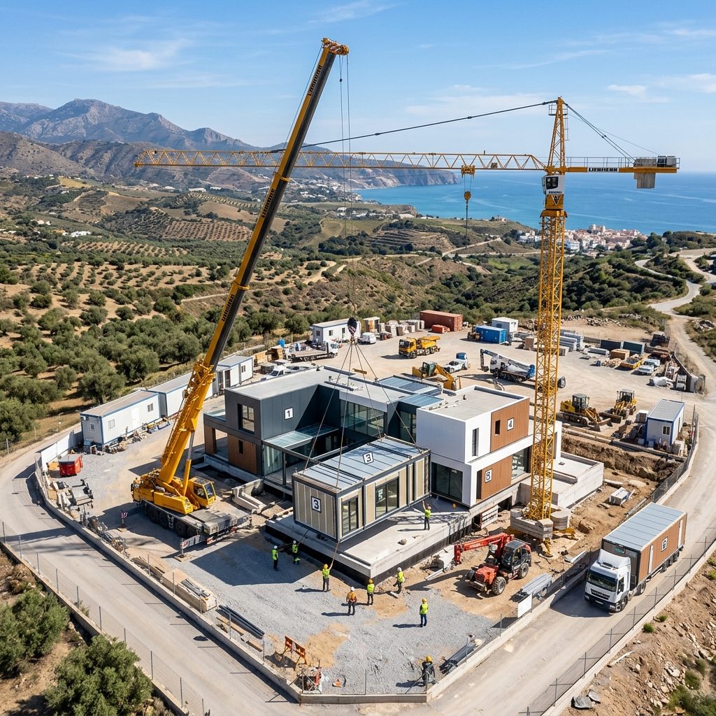 Montaje de módulos prefabricados en obra